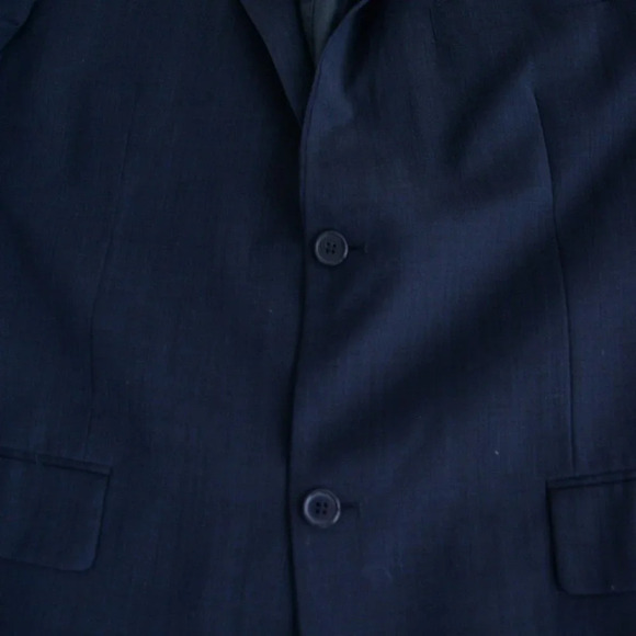 Vintage Blair Underwood Navy Double Button 100% Wool Blazer Size 46L - Picture 5 of 11